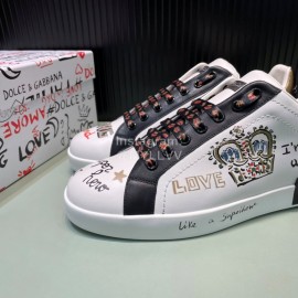 DG 3d Printed Leather Casual Sneakers For Men