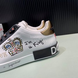 DG 3d Printed Leather Casual Sneakers For Men