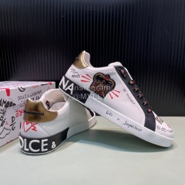 DG 3d Printed Leather Casual Sneakers For Men