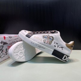 DG 3d Printed Leather Casual Sneakers For Men