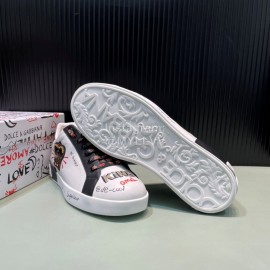 DG 3d Printed Leather Casual Sneakers For Men