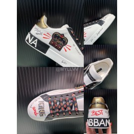 DG 3d Printed Leather Casual Sneakers For Men