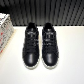 DG Printed Canvas Leather Casual Sneakers For Men Black