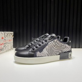 DG Printed Canvas Leather Casual Sneakers For Men Black