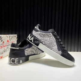 DG Printed Canvas Leather Casual Sneakers For Men Black