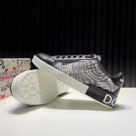 DG Printed Canvas Leather Casual Sneakers For Men Black