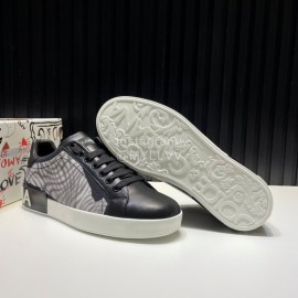 DG Printed Canvas Leather Casual Sneakers For Men Black