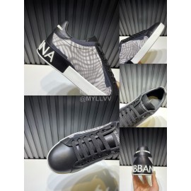 DG Printed Canvas Leather Casual Sneakers For Men Black