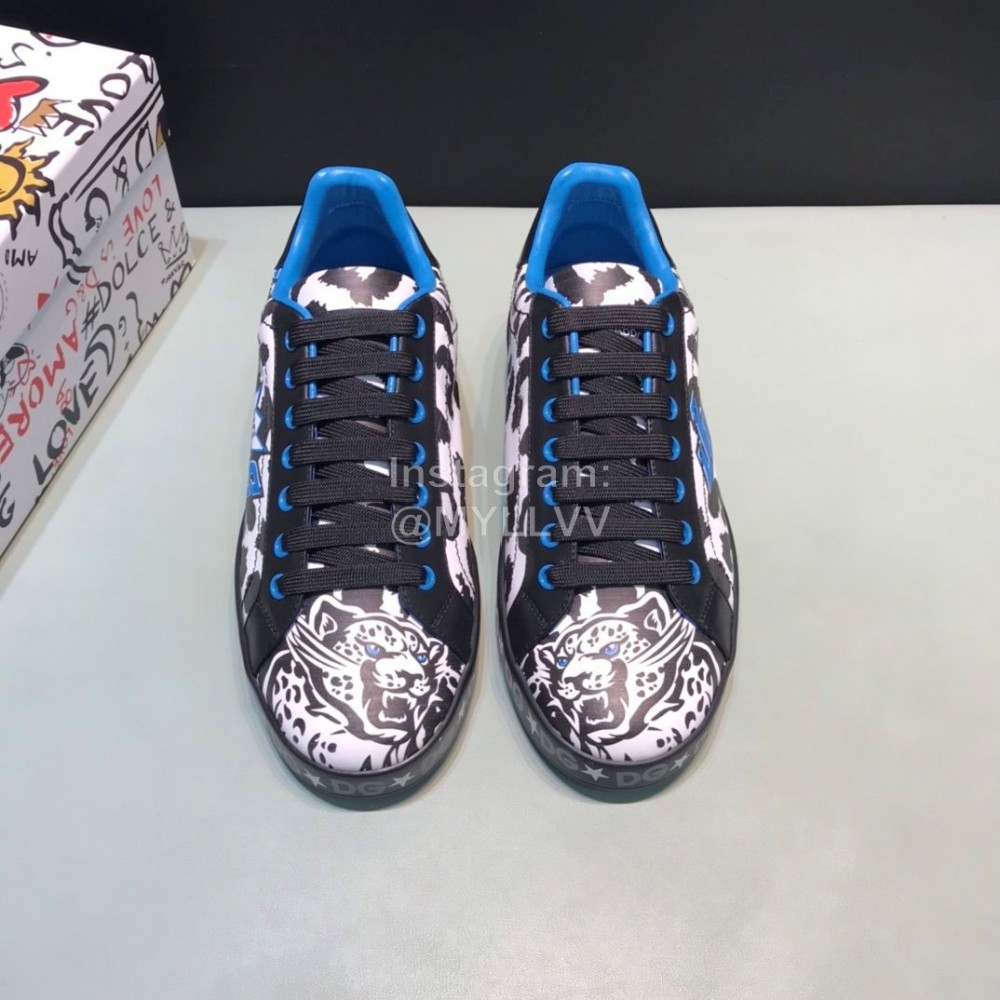 DG Printed Leather Casual Sneakers For Men Blue