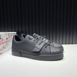 DG Calf Leather Velcro Casual Sneakers For Men Black