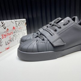 DG Calf Leather Velcro Casual Sneakers For Men Black