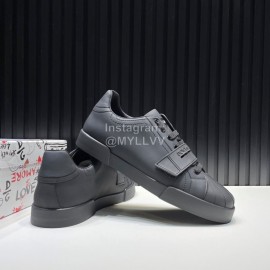 DG Calf Leather Velcro Casual Sneakers For Men Black