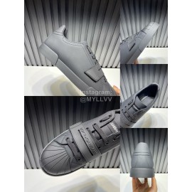 DG Calf Leather Velcro Casual Sneakers For Men Black