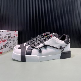 DG Calf Leather Casual Sneakers For Men White