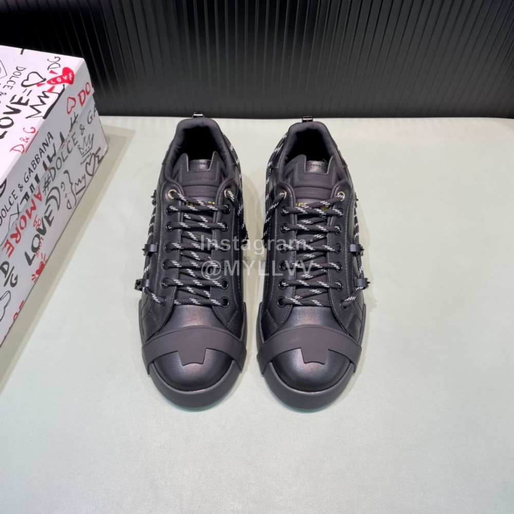 DG Calf Leather Casual Sneakers For Men Black