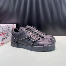 DG Calf Leather Casual Sneakers For Men Black