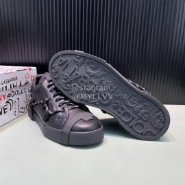 DG Calf Leather Casual Sneakers For Men Black