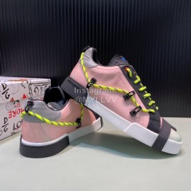 DG Calf Leather Canvas Casual Sneakers For Men Pink