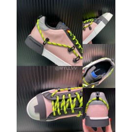 DG Calf Leather Canvas Casual Sneakers For Men Pink