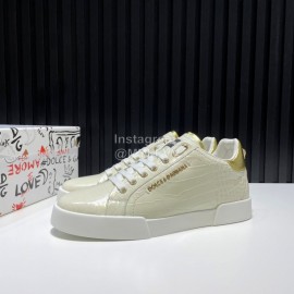 DG Alligator Calf Leather Fashion Sneakers For Men Beige