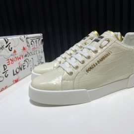 DG Alligator Calf Leather Fashion Sneakers For Men Beige