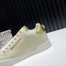 DG Alligator Calf Leather Fashion Sneakers For Men Beige