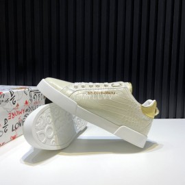 DG Alligator Calf Leather Fashion Sneakers For Men Beige