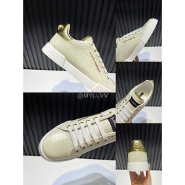 DG Alligator Calf Leather Fashion Sneakers For Men Beige