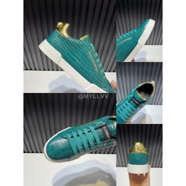 DG Alligator Calf Leather Fashion Sneakers For Men Green