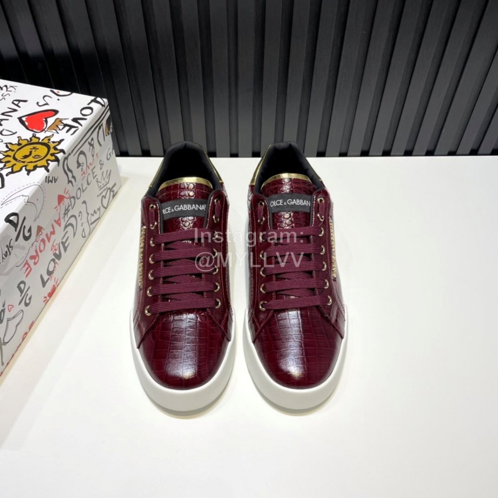 DG Alligator Calf Leather Fashion Sneakers For Men Reddish Brown