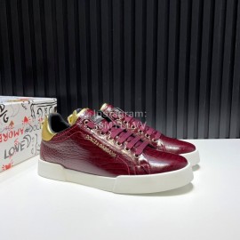 DG Alligator Calf Leather Fashion Sneakers For Men Reddish Brown