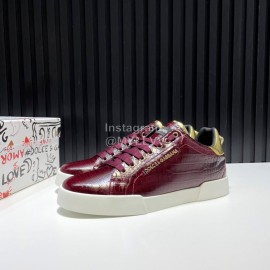 DG Alligator Calf Leather Fashion Sneakers For Men Reddish Brown