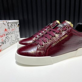 DG Alligator Calf Leather Fashion Sneakers For Men Reddish Brown