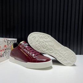 DG Alligator Calf Leather Fashion Sneakers For Men Reddish Brown