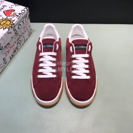 DG Wine Red Cowhide Casual Sneakers For Men