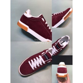 DG Wine Red Cowhide Casual Sneakers For Men