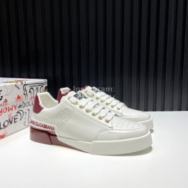 DG Fashion Cowhide Casual Sneakers For Men Wine Red