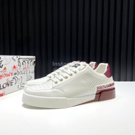 DG Fashion Cowhide Casual Sneakers For Men Wine Red