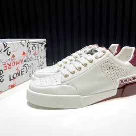 DG Fashion Cowhide Casual Sneakers For Men Wine Red