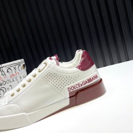 DG Fashion Cowhide Casual Sneakers For Men Wine Red