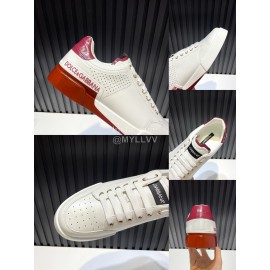 DG Fashion Cowhide Casual Sneakers For Men Wine Red