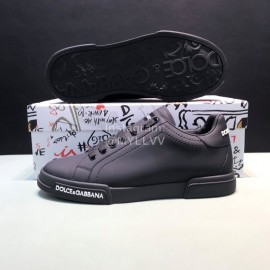 DG Fashion Black Cowhide Casual Sneakers For Men