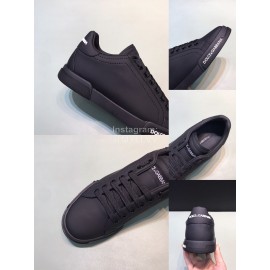 DG Fashion Black Cowhide Casual Sneakers For Men