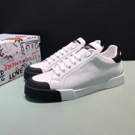 DG Fashion Cowhide White Casual Sneakers For Men