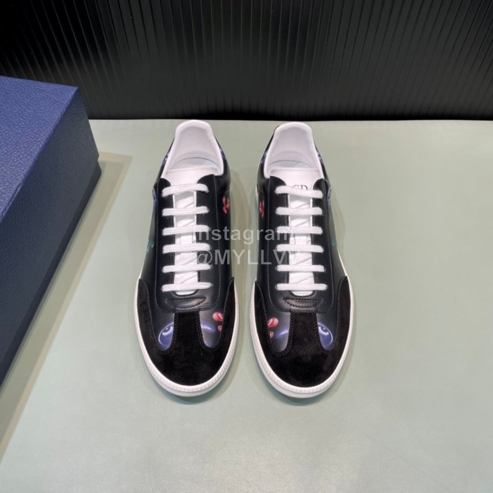 Dior And Daniel Arsham Printed Leather Casual Shoes For Men Black