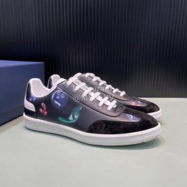 Dior And Daniel Arsham Printed Leather Casual Shoes For Men Black
