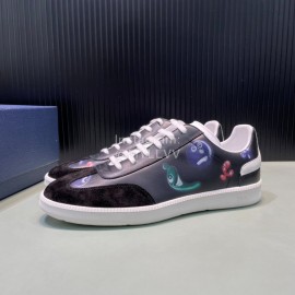 Dior And Daniel Arsham Printed Leather Casual Shoes For Men Black