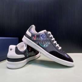 Dior And Daniel Arsham Printed Leather Casual Shoes For Men Black