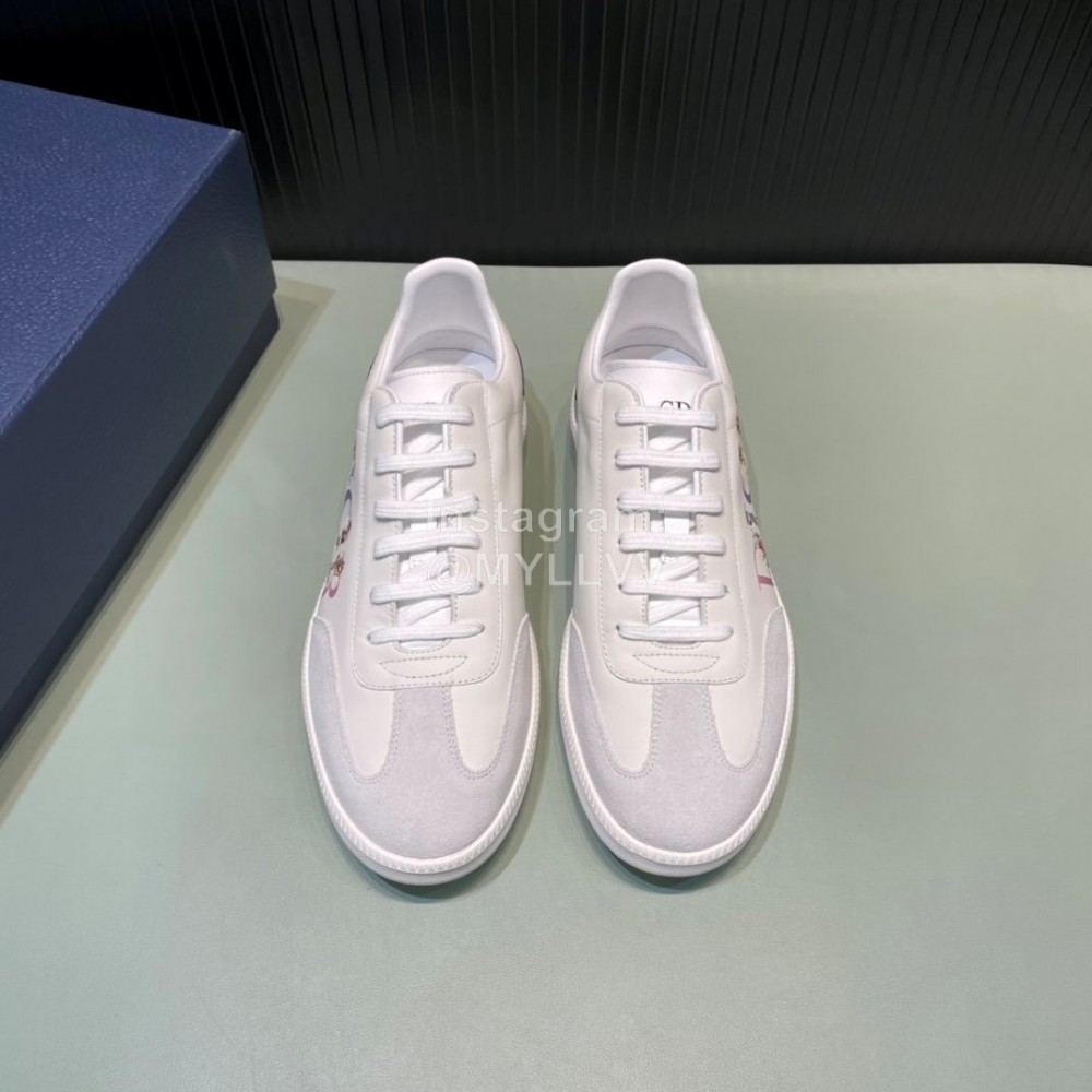 Dior And Daniel Arsham Flowers Leather Casual Shoes For Men White