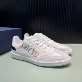 Dior And Daniel Arsham Flowers Leather Casual Shoes For Men White